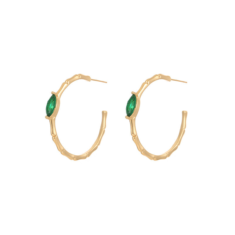French Retro Geometric C-Shaped Zircon Earrings: Unique, Personalized