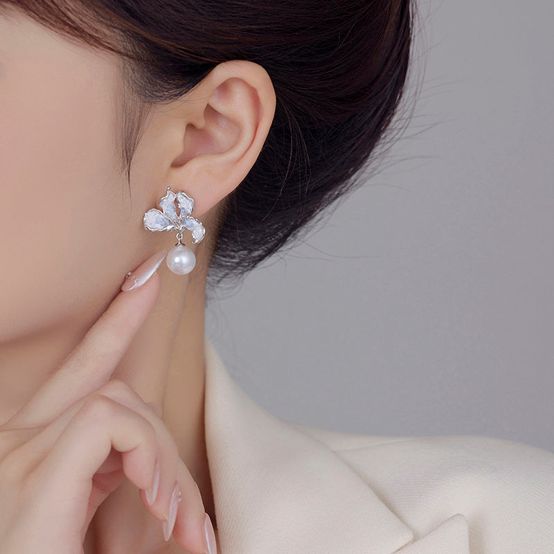 2025 Blue Crystal Butterfly Earrings: High-End, Korean Fashion, Personality Studs