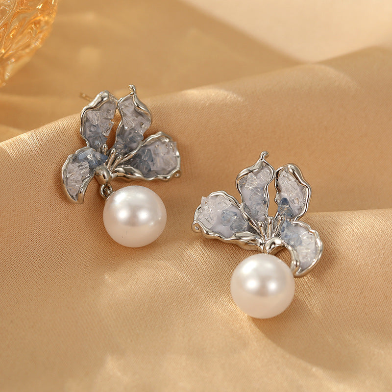 2025 Blue Crystal Butterfly Earrings: High-End, Korean Fashion, Personality Studs