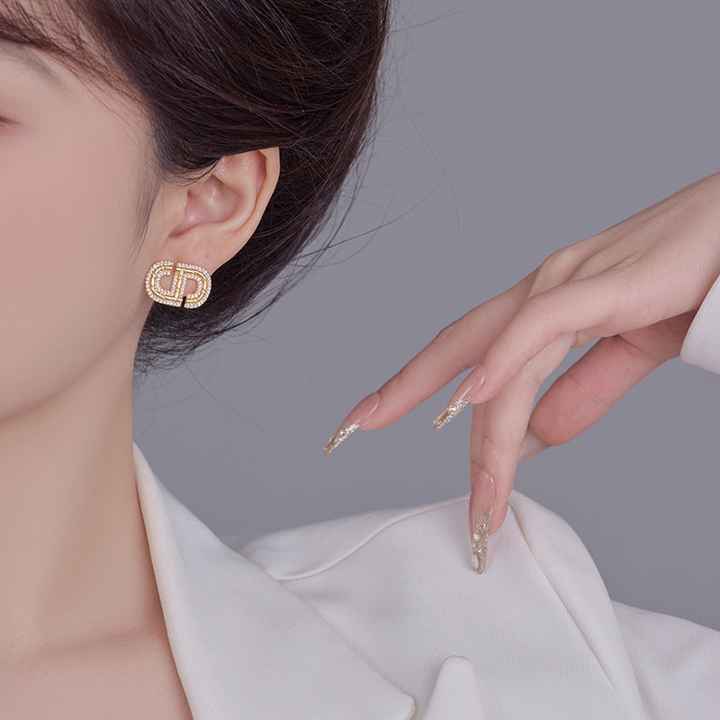 2025 Letter Zircon Earrings: French Temperament, Exquisite, Niche Individual