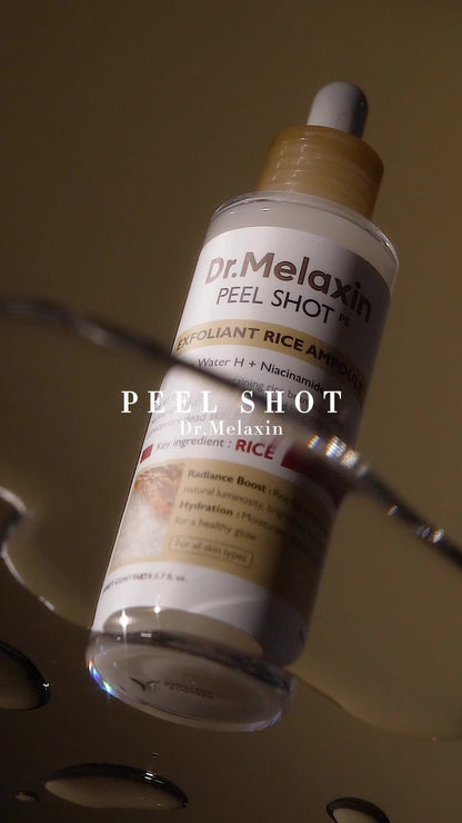 [Dr.Melaxin Official] Peel Shot Glow Rice Ampoule Duo - Serums for Brightening, Exfoliating, and Moisturizing - Suitable for All Skin Types