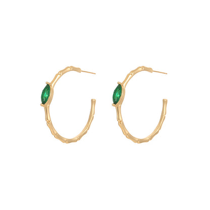 French Retro Geometric C-Shaped Zircon Earrings: Unique, Personalized
