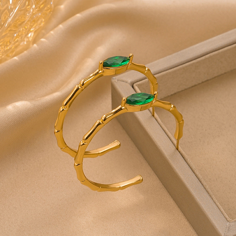 French Retro Geometric C-Shaped Zircon Earrings: Unique, Personalized